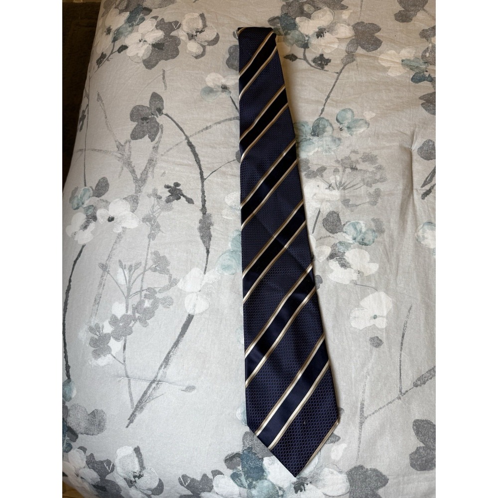 Burberry London 100% Silk Tie Mens Burgundy Blue Striped Regimental Made Italy - Picture 2 of 11